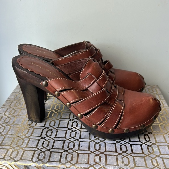 Kenneth Cole Wood Luck Leather Strappy Mule Clogs Women's size 8.5 - Picture 3 of 8